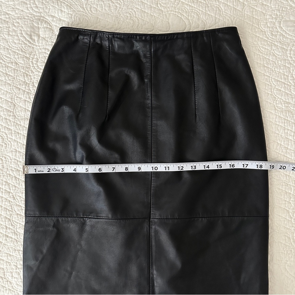Vintage 80s Pia Rucci Black Leather Pencil Skirt Women’s - Picture 5 of 11